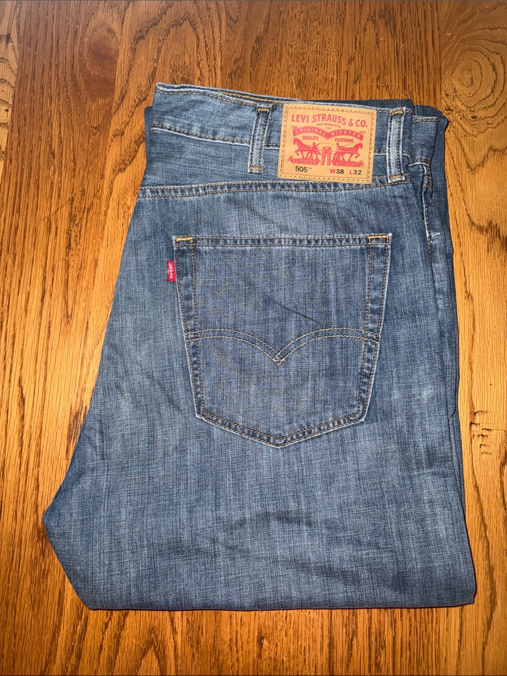 Levi's Relaxed Fit 505 Jeans in Blue Denim with Red Tab